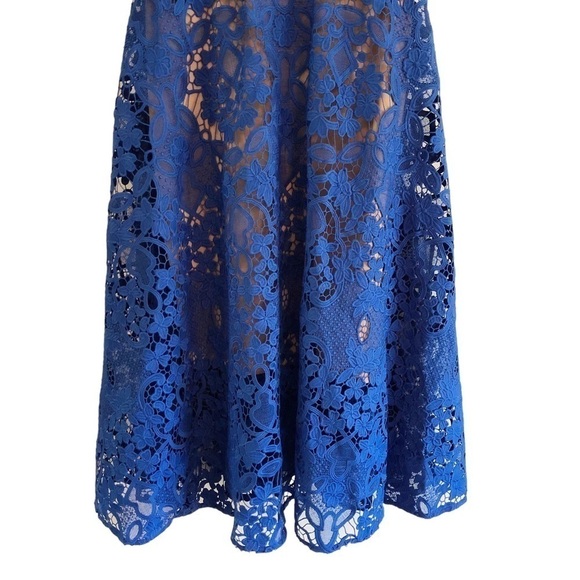 Dress The Population NWT Sleeveless Blue Lace Fit & Flare Midi Dress XS - Picture 6 of 10